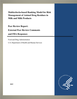 Draft Risk Ranking of Veterinary Drug Residues in Milk and Milk Products