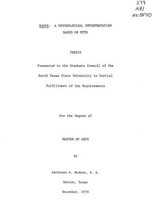 Op / for the Degree of MASTER of ARTS by Kathleen A, Hudson, B, A. Denton, Texas December, ,1978