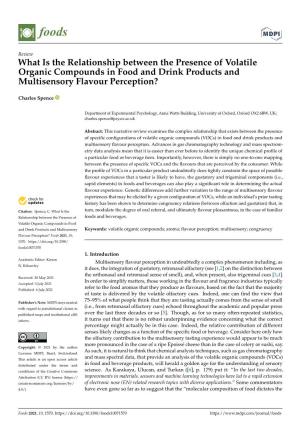 What Is the Relationship Between the Presence of Volatile Organic Compounds in Food and Drink Products and Multisensory Flavour Perception?