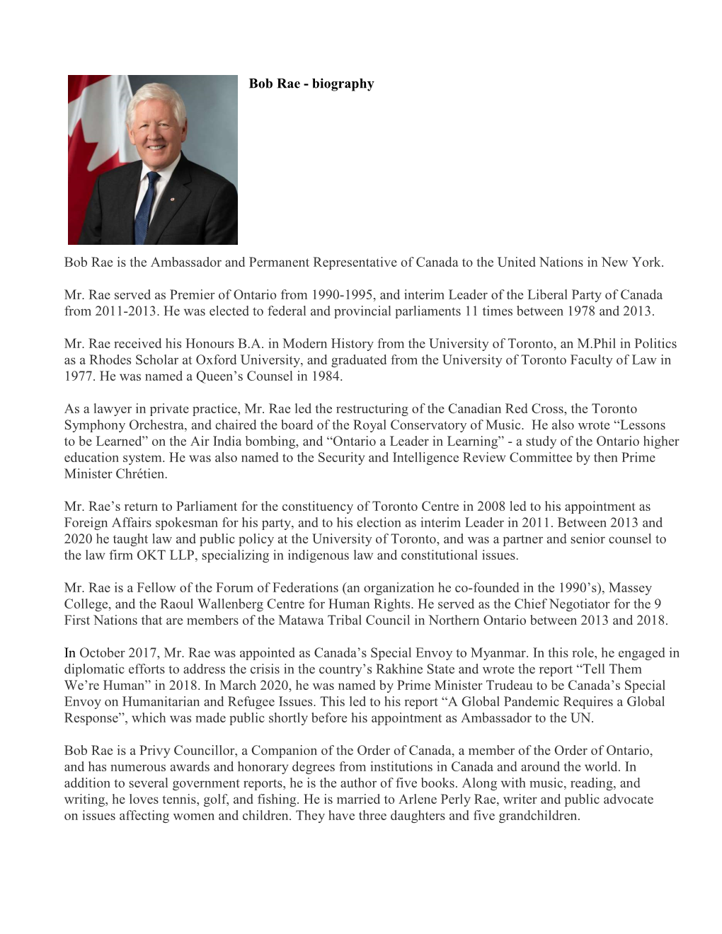 Bob Rae - Biography