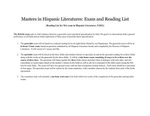 Exam and Reading List
