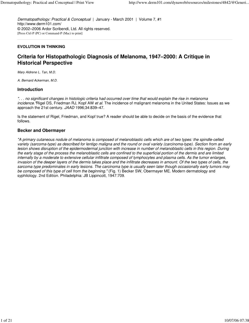 Dermatopathology: Practical and Conceptual | Print View