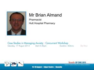 Mr Brian Almand Pharmacist Hutt Hospital Pharmacy