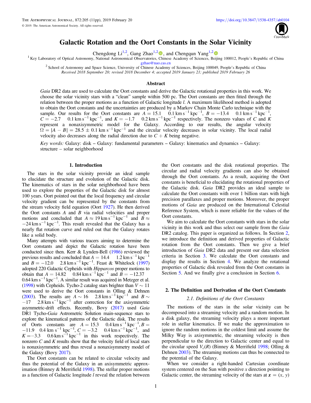 Galactic Rotation and the Oort Constants in the Solar Vicinity