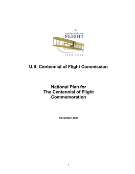 National Plan for the Centennial of Flight Commemoration