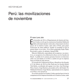 Perú: Las Movilizaciones De Noviembre