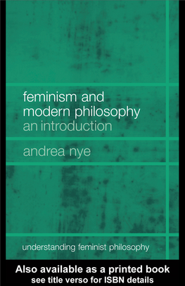 Feminism and Modern Philosophy: an Introduction