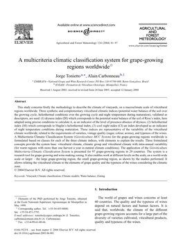 A Multicriteria Climatic Classification System for Grape-Growing Regions