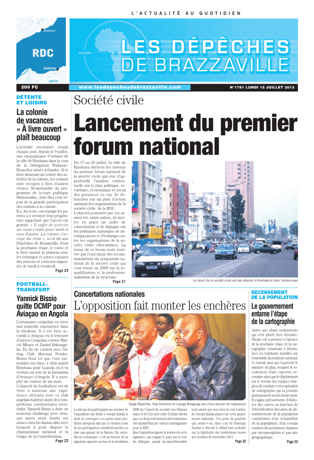 Lancement Du Premier Forum National