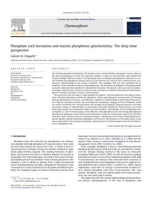 Phosphate Rock Formation and Marine Phosphorus Geochemistry: the Deep Time Perspective ⇑ Gabriel M
