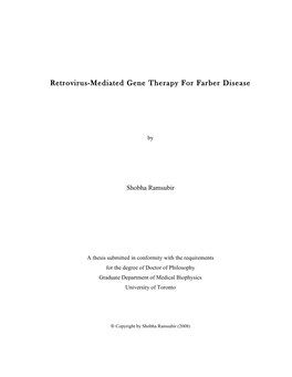 Retrovirus-Mediated Gene Therapy for Farber Disease