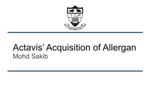 Actavis' Acquisition of Allergan