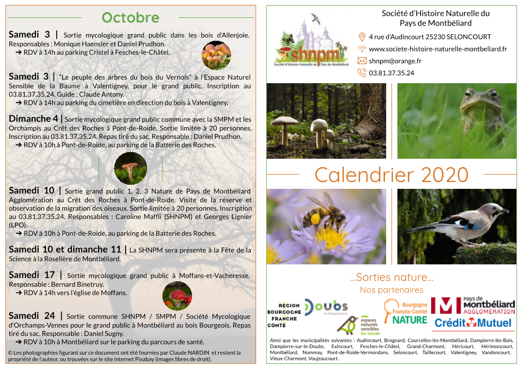 Calendrier 2020 Samedi 10 | Sortie Grand Public 1, 2, 3 Nature De Pays De Montbéliard Agglomération Au Crêt Des Roches À Pont-De-Roide