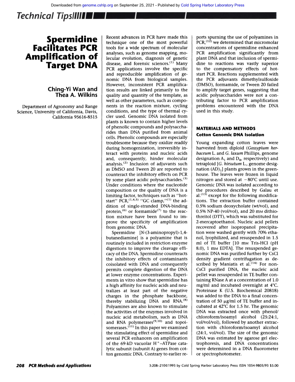 S Permidine Facilitates PCR Amplification of Target