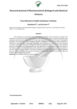 Trace Elements in Health and Disease: a Review