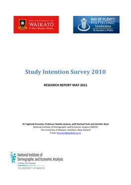 Study Intention Survey 2010