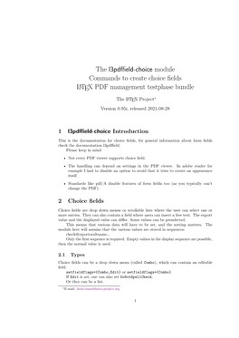 L3pdffield-Choice Module Commands to Create Choice Fields LATEX PDF Management Testphase Bundle