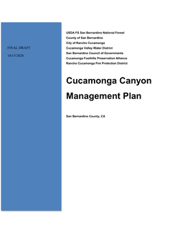 Cucamonga Canyon Management Plan
