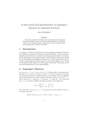 A Short Proof and Generalization of Lagrange's Theorem on Continued