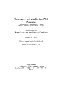 Tense, Aspect and Mood in Awetí Verb Paradigms: Analytic and Synthetic Forms