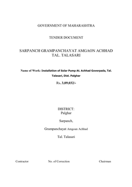Sarpanch Grampanchayat Amgaon Achhad Tal. Talasari