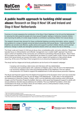 A Public Health Approach to Tackling Child Sexual Abuse: Research on Stop It Now! UK and Ireland and Stop It Now! Netherlands