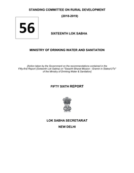 Standing Committee on Rural Development (2018-2019) Sixteenth Lok Sabha Ministry of Drinking Water and Sanitation Fifty Sixth Re