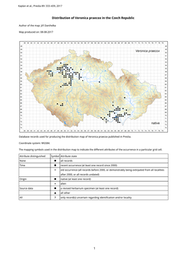 1 Distribution of Veronica Praecox in the Czech Republic