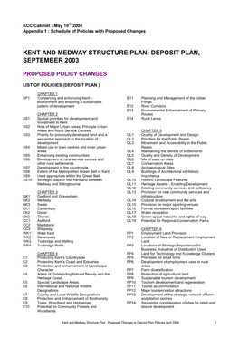Kent and Medway Structure Plan: Deposit Plan, September 2003