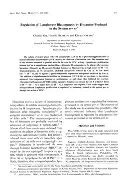 Regulation of Lymphocyte Blastogenesis By