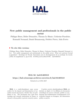 New Public Management and Professionals in the Public Sector