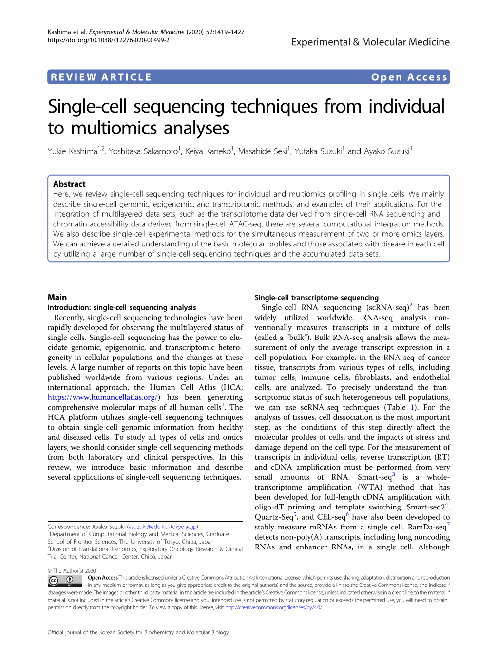 Single-Cell Sequencing Techniques from Individual to Multiomics Analyses