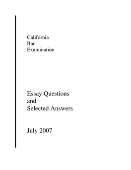 Essay Questions and Selected Answers July 2007
