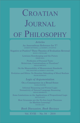 CROATIAN JOURNAL of PHILOSOPHY Articles an Anscombean Reference for ‘I’? ANDREW BOTTERELL and ROBERT J