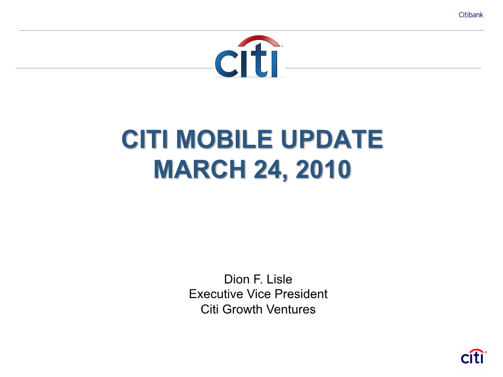 Citi Mobile Update March 24, 2010