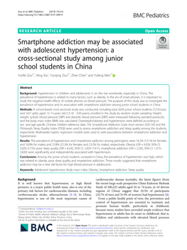 Smartphone Addiction May Be Associated with Adolescent
