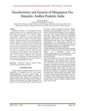 Geochemistry and Genesis of Manganese Ore Deposits, Andhra Pradesh, India