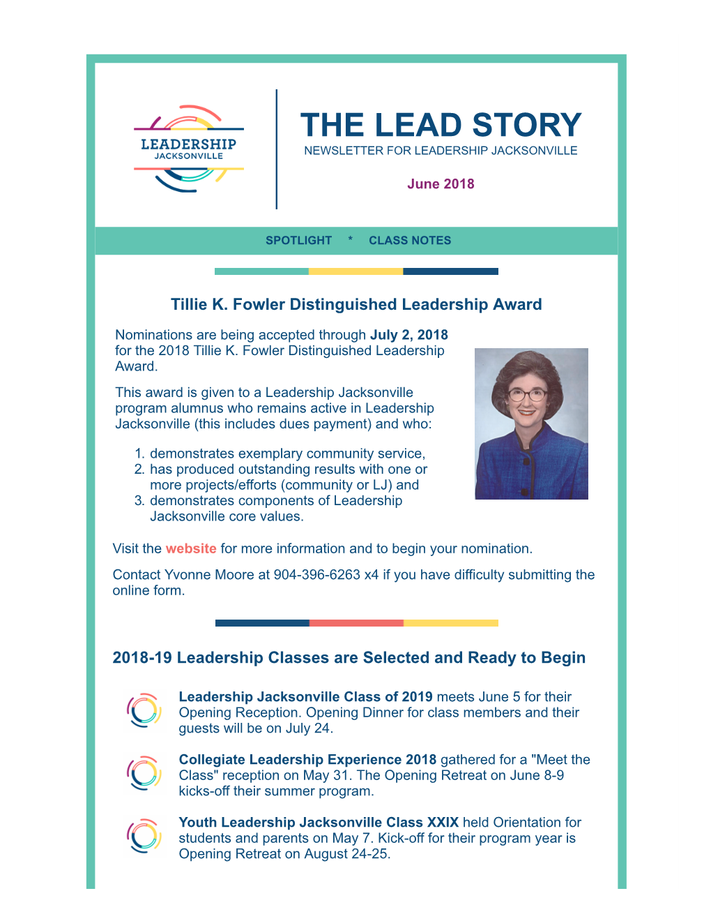 The Lead Story Newsletter for Leadership Jacksonville