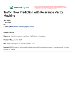 Tra C Flow Prediction with Relevance Vector Machine