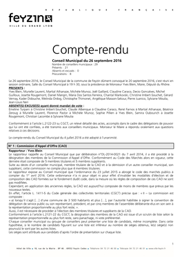 Compte-Rendu 2016-09-26