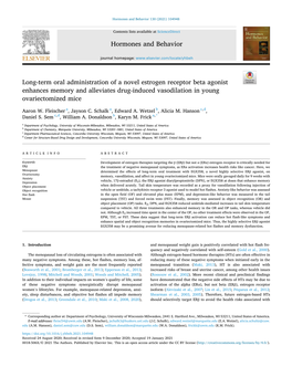 Long-Term Oral Administration of a Novel Estrogen Receptor Beta Agonist Enhances Memory and Alleviates Drug-Induced Vasodilation in Young Ovariectomized Mice