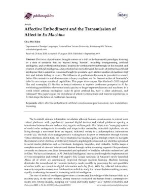 Affective Embodiment and the Transmission of Affect in Ex Machina