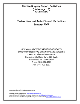 Instructions and Data Element Definitions January 2002