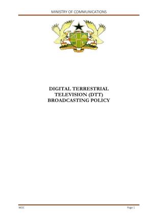 Digital Terrestrial Television (Dtt) Broadcasting Policy