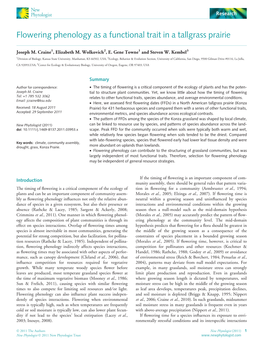 Flowering Phenology As a Functional Trait in a Tallgrass Prairie