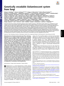 Genetically Encodable Bioluminescent System from Fungi