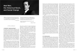 Mad Men, the Historical Novel, and Social Change