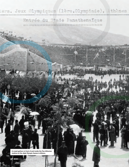 A Crowd Gathers in Front of and Inside the Pan-Athenian Stadium at the 1896 Olympic Games in Athens