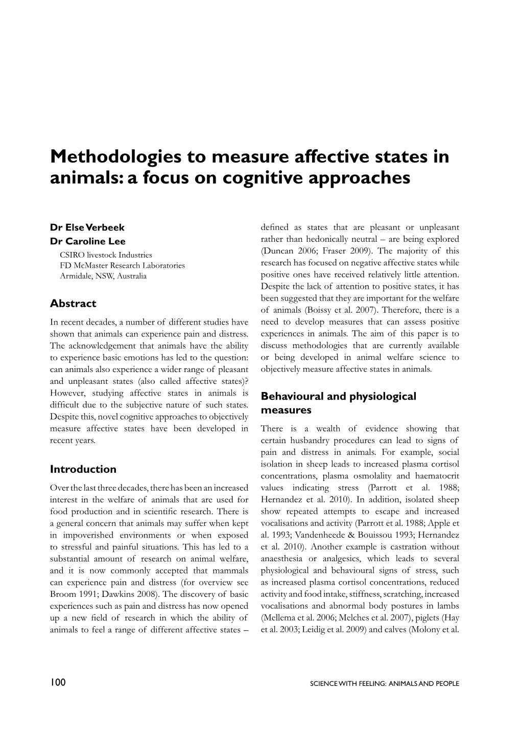 Methodologies to Measure Affective States in Animals: a Focus on Cognitive Approaches