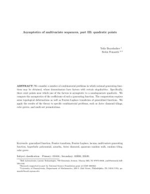 Asymptotics of Multivariate Sequences, Part III: Quadratic Points